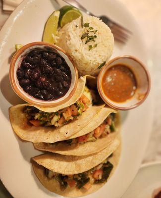 Stuffed poblano pepper taco plate