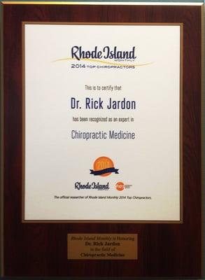 Voted top chiropractor RI Monthly 2014