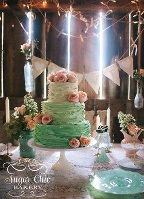 Mint green wedding cake