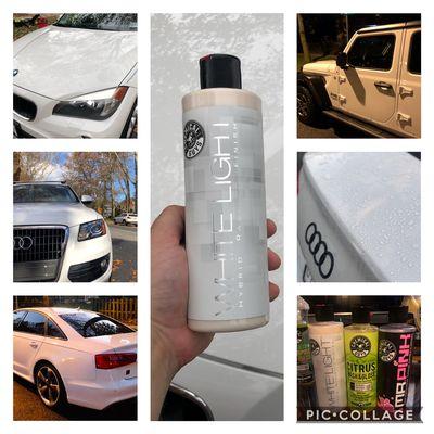 Got a White or light colored car? Show it the White Light with Chemical Guys White Light Hybrid Gloss! Call today to schedule an appointment