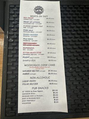 Beer Menu