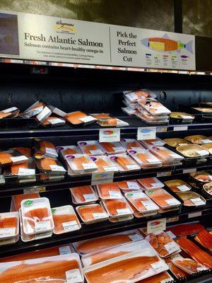 Salmon selection in the seafood department @ Wegmans