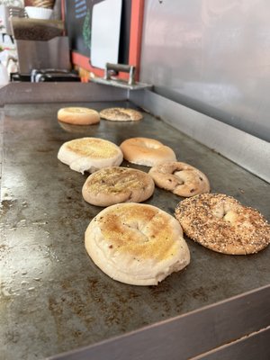 Home made bagels on the grill! 6am-12pm daily (until daily bagel supply lasts)