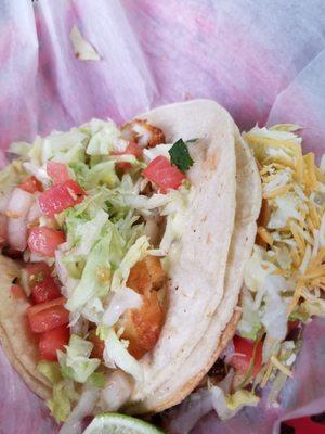 Soft fish taco and hard steak taco