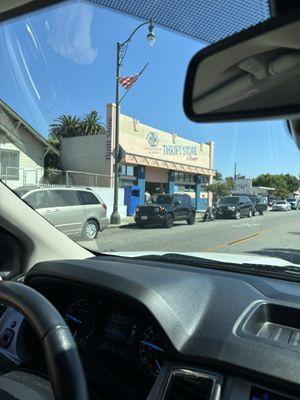 The front of the store as seen from our car.