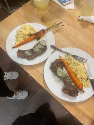 STEAK CARROTS AND COUSCOUS