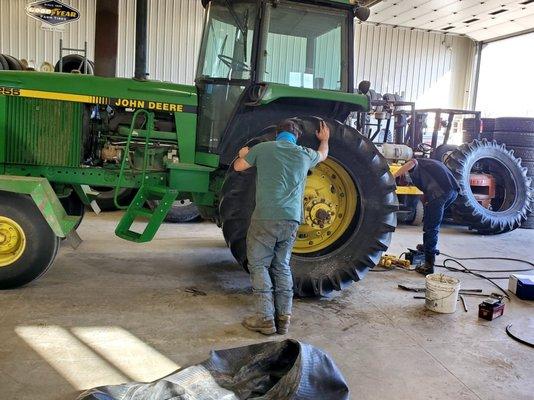 When your tractor needs new tires, call your friends at F & F Tire & Service, we'll take care of you!