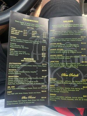 Menu as of 4/23/22