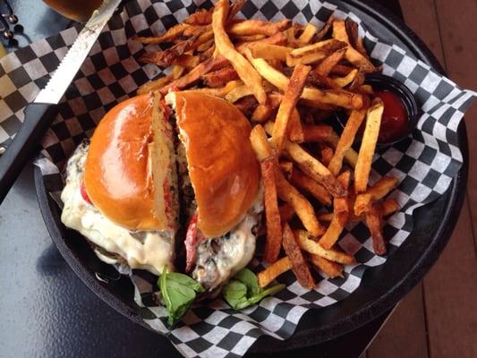 Veggie burger with Cajun fries