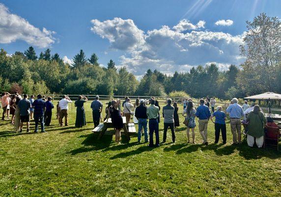 Family gatherings in outdoor space