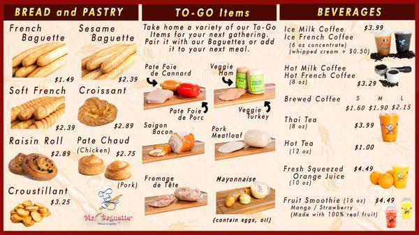 Pastries, To-Go items, and Beverages