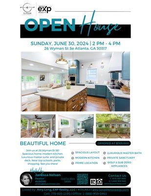 Open House for 26 Wyman St SE, Atlanta, GA 30317 6/30/24