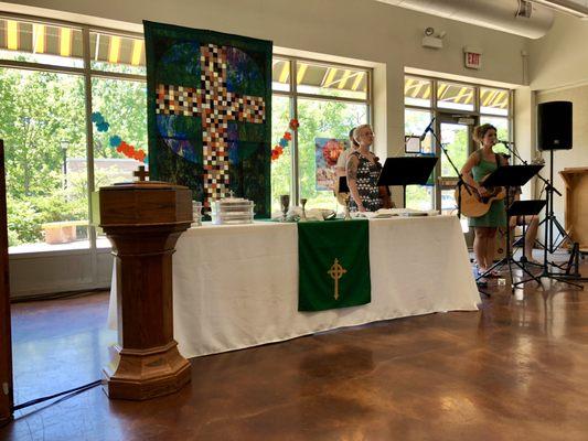 Summer worship at Waters School