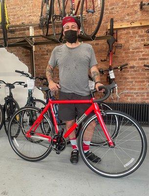 Trevor with the All City Thunderdome in Hot Pink Blink #BRNewBikeDay #PartyBrand