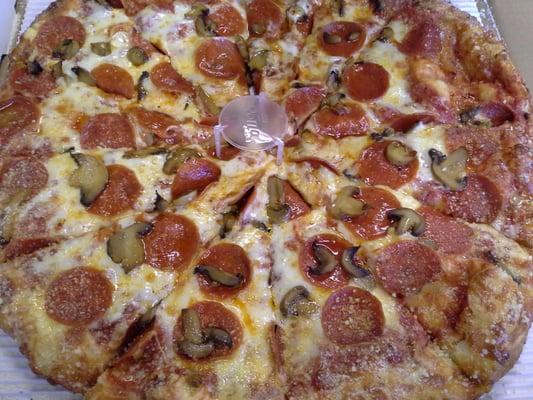 pepperoni and fresh mushroom pizza