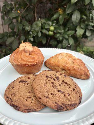 MamaHouse Bakeshop: Caramel apple kouign amann, pear vanilla scone and brown butter chocolate chip