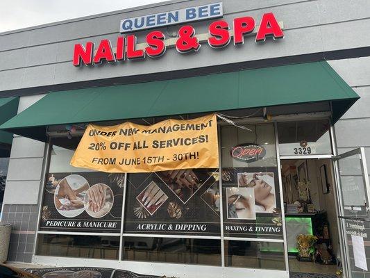 From June 15th to June 30th, 2023, you will get 20% off all services at Queen Bee Nail Spa