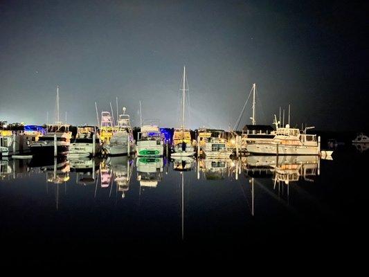 View at night from the upper deck of Tarpon