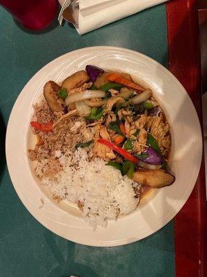 Eggplant stir fry with chicken