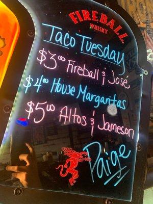 Tuesday specials