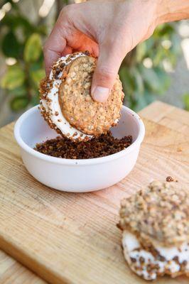 Homemade gelato cookie sandwich.