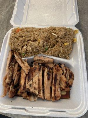 Teriyaki chicken with a side of fried rice