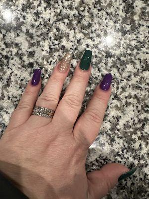 Mardi Gras nails