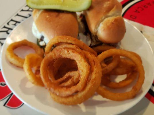 The $2 up charge onion rings are super average