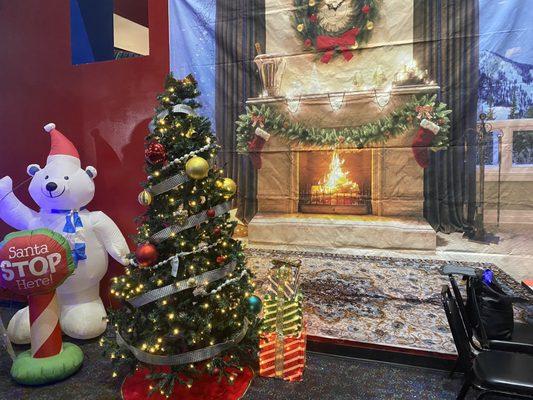 Festive holiday decor inside the dining area