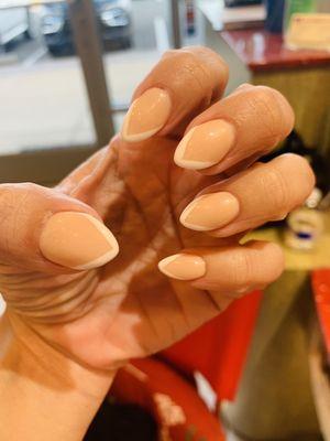 My dip powder nails, Nude color with white tips. I love them!