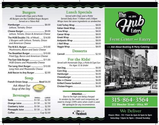 Our Newly Revised Menu!