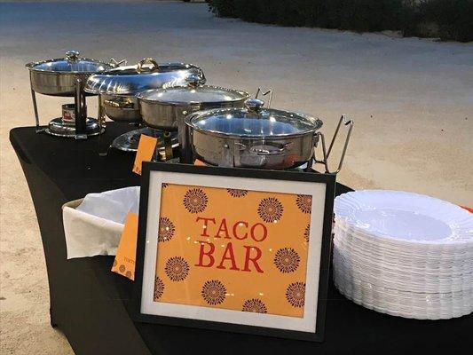 Rehearsal dinner taco bar station