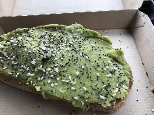 Avocado toast. Surprisingly decent. 8/10 would get again. $3. Citrus, pepper and sesame notes.