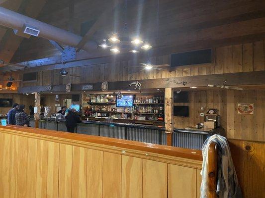 First indoor restaurant day - a view of the bar from our booth