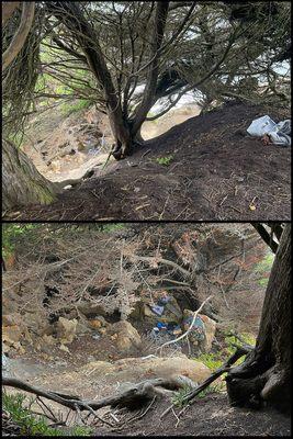 Lands End Lookout, like San Francisco sidewalks these trails are not immune to homeless encampments.