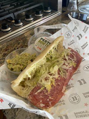 Pesto Bow Tie Pasta Salad and Spicy East Coast Italian Sub