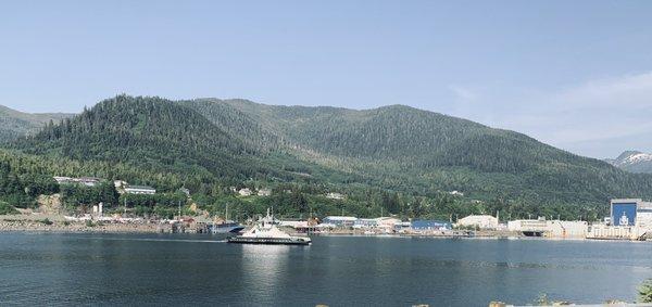 View of the ferry coming to get us & the cat