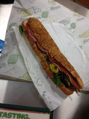 Footlong Spicy Italian on Italian Herb and Cheese. Yum!