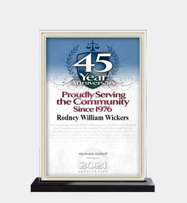 Rodney W. Wickers 45 Years of Serving the Legal community