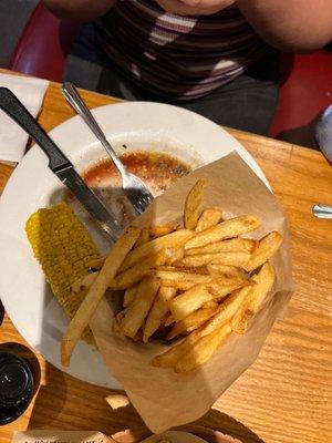 6oz Steak with Corn & Fries