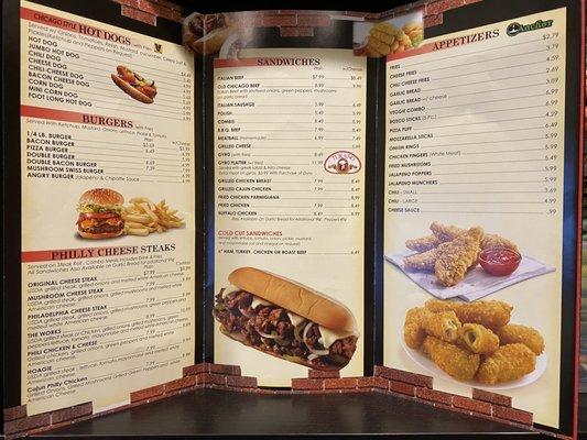 Take out menu (front)