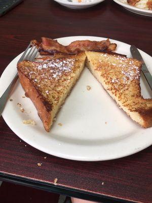 Two Slices of French Toast (Breakfast) (one slice eaten)