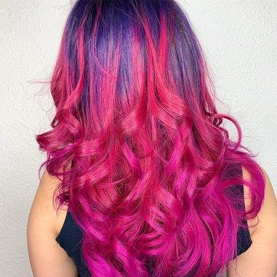 Purple/pink balayage done by Michelle