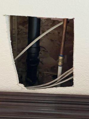 Repaired copper piping