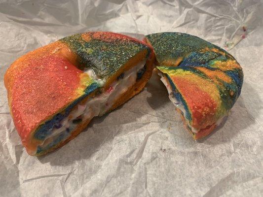 Rainbow Bagel with Funfetti Cream Cheese