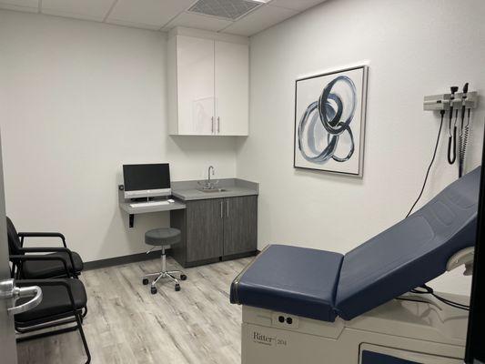 Clean and roomy exam rooms.