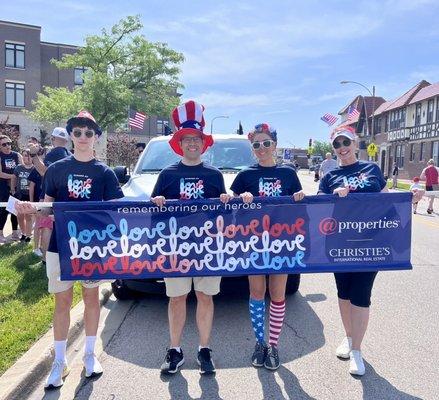 The Tinder Home Team marching in the Memorial Day Parade