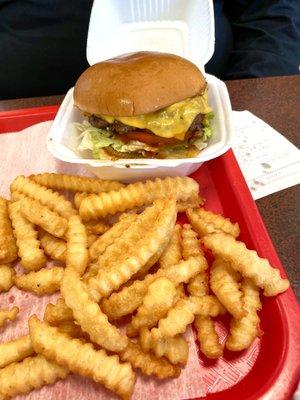 Cheeseburger and fries