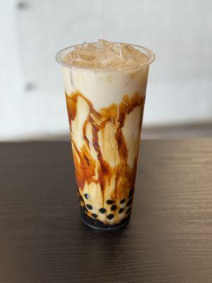 Brown sugar milk with boba