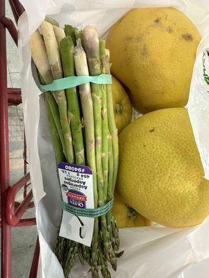 Yummy pomelo still 49 cents each! Asparagus $1. Yelp cops deleted my review so I'm not reviewing again.